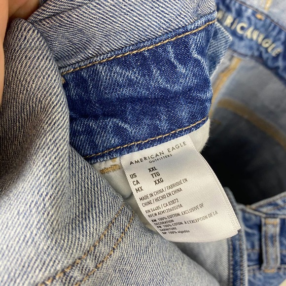 American Eagle 2022 Plus Size Blue Denim Distressed 90s Boyfriend Overalls XXL - Picture 4 of 5